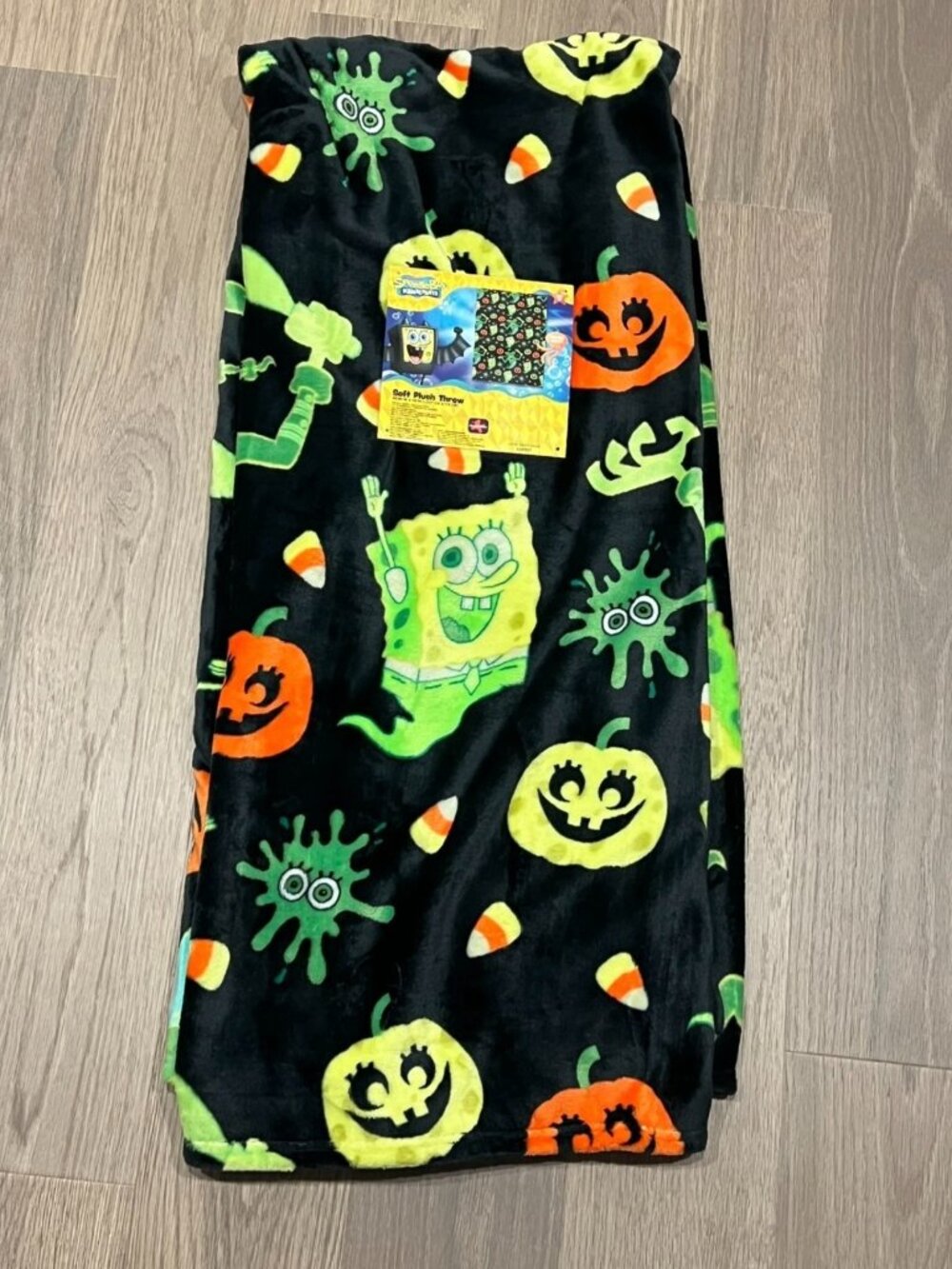 Nickelodeon SPONGEBOB SQUAREPANTS HALLOWEEN Throw Blanket 50x70 Black Davy Jones